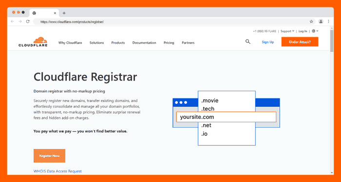 Cloudflare registrar homepage